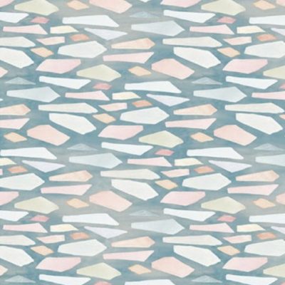 Fabric design of shards of beachglass in a pastel palette